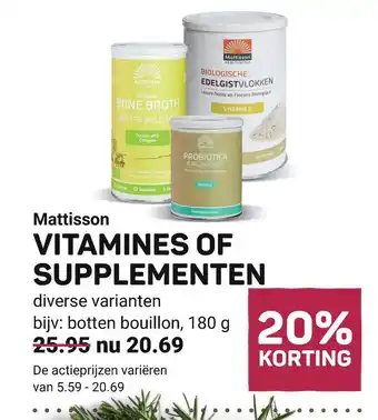 Ekoplaza Mattisson VITAMINES OF SUPPLEMENTEN aanbieding