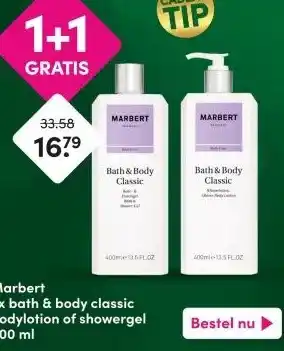 DA Marberrt bath & body classic bodylotion of showergel aanbieding