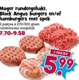 Boon`s Markt Mager rundergehakt. Black Angus burgers en/of hamburgers met spek aanbieding