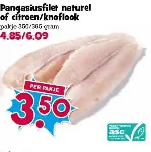 Boon`s Markt Pangasiusfilet naturel of citroen/knoflook aanbieding