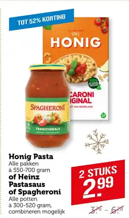 Coop Honig Pasta of Heinz Pastasaus of Spagheroni aanbieding