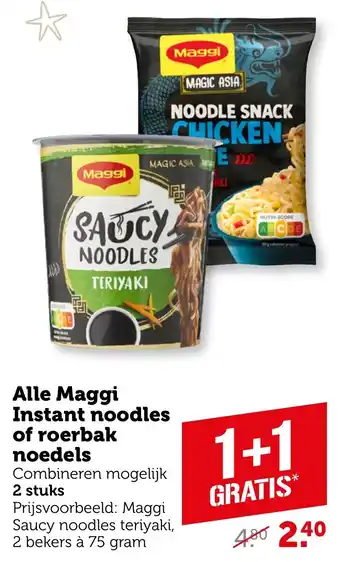 Coop Alle Maggi Instant Noodles of Roerbak Noedels aanbieding