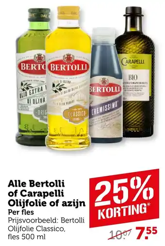 Coop Alle Bertolli of Carapelli Olijfolie of Azijn aanbieding