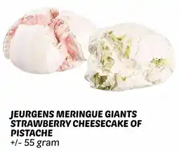 Dekamarkt Jeurgens meringue giants strawberry cheesecake of pistache aanbieding