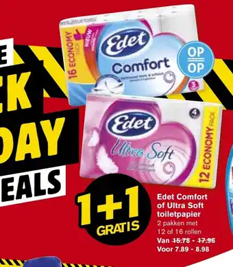 Hoogvliet Edet Comfort of Ultra Soft toiletpapier aanbieding