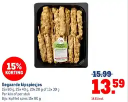 Makro Gegaarde kipspiesjes aanbieding