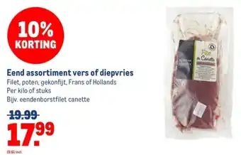 Makro Eend assortiment vers of diepvries aanbieding