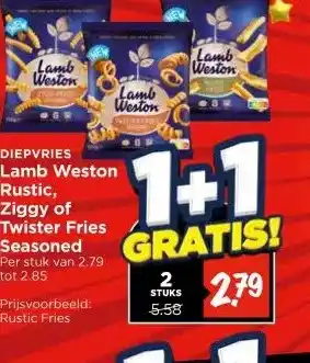 Vomar Voordeelmarkt DIEPVRIES Lamb Weston Rustic, Ziggy of Twister Fries Seasoned aanbieding