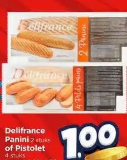 Vomar Voordeelmarkt Delifrance Panini 2 stuks of Pistolet aanbieding