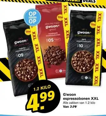 Hoogvliet G'woon espressobonen XXL aanbieding