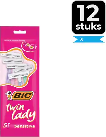 Bol.com BIC Twin Lady - 5 stuks - Wegwerpscheermesjes - Voordeelverpakking 12 stuks aanbieding