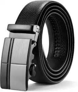 Amazon ITIEZY Riem voor heren, met ratel, automatische sluiting, zakelijk, pak, 35 mm breed, leren riem aanbieding