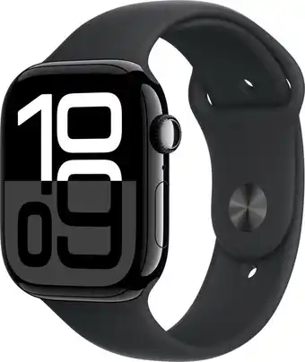 Bol.com Apple Watch Series 10 - Wifi - 46mm - Zwarte Aluminium Case met Zwart Sportbandje - M/L aanbieding