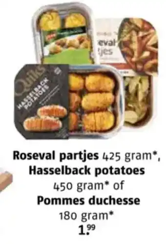 Poiesz Roseval partjes, Hasselback potatoes, of Pommes duchesse aanbieding