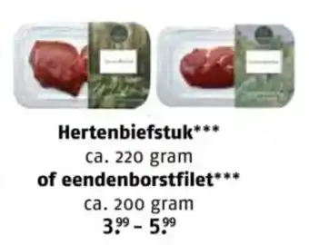 Poiesz Hertenbiefstuk, of eendenborstfilet aanbieding