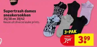 Kruidvat Supertrash Dames sneakersokken 35/38-39/42 3-pak aanbieding