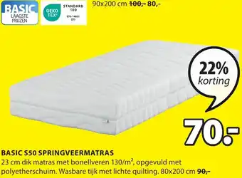 Jysk Basic S50 springveermatras aanbieding