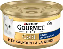 Amazon Gourmet Gold Mousse Kattenvoer, Natvoer met Kalkoen - 24x85g - (24 blikjes 2,04kg) aanbieding