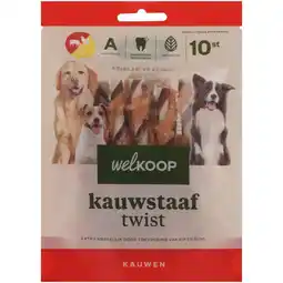 Welkoop Welkoop - Kauwstaaf Twist - Extra Rund & Kipsmaak - Rund - 10 stuks aanbieding