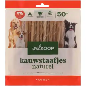 Welkoop Welkoop - Kauwstaafjes Naturel - Rund - 50 stuks aanbieding