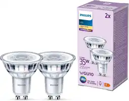 Amazon Philips LED Spot - 35 W- GU10 - Warmwit licht - 2 stuks aanbieding