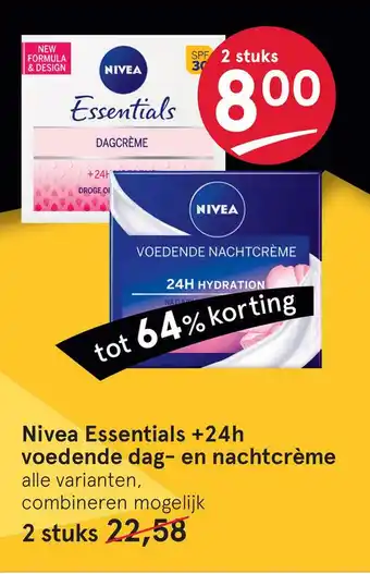 Etos Nivea Essentials +24h voedende dag- en nachtcrème aanbieding