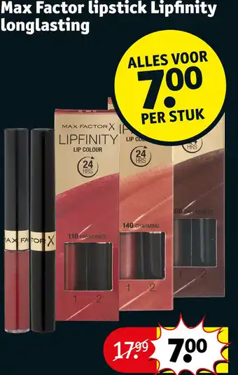 Kruidvat Max Factor lipstick Lipfinity longlasting aanbieding