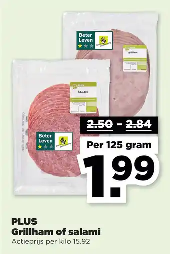 PLUS PLUS Grillham of salami aanbieding