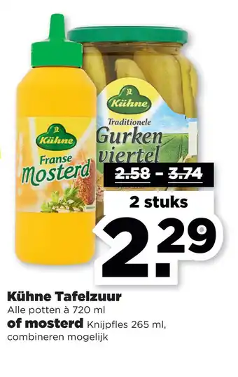 PLUS Kühne Tafelzuur of mosterd aanbieding