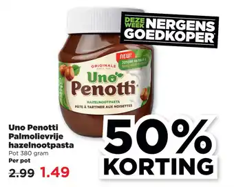 PLUS Uno Penotti Palmolievrije hazelnootpasta aanbieding