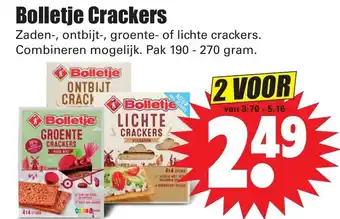 Dirk Bolletje crackers 2*190-270g aanbieding