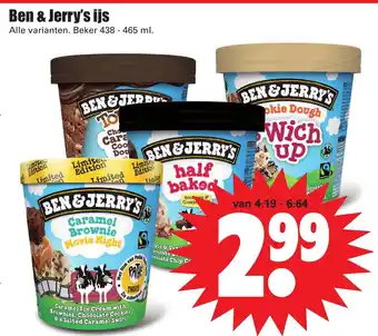 Dirk Ben & Jerry's IJs 438-465ml aanbieding