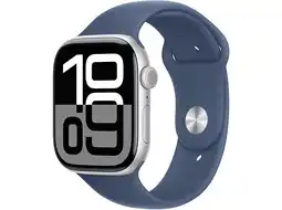 MediaMarkt Apple Watch Series 10 GPs + Cellular 46mm Denim Sport Band S/m Smartwatch Silver aanbieding