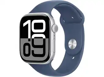 MediaMarkt Apple Watch Series 10 GPs + Cellular 46mm Denim Sport Band S/m Smartwatch Silver aanbieding