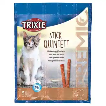 Zooplus 50g Trixie PREMIO Stick Quintet met Lam & Kalkoen Kattensnacks aanbieding