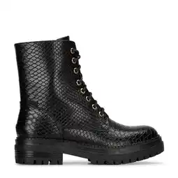 Wehkamp POSH by Poelman Door veterboots met slangenprint zwart aanbieding