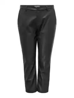 Wehkamp ONLY CARMAKOMA imitatieleren regular fit pantalon zwart aanbieding