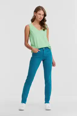 Wehkamp anytime mid rise skinny jeans aqua blauw aanbieding