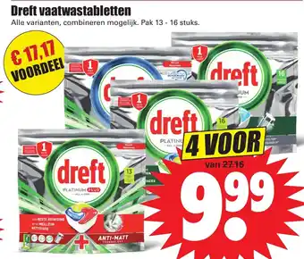 Dirk Dreft Vaatwas 4*16/13 tabs aanbieding