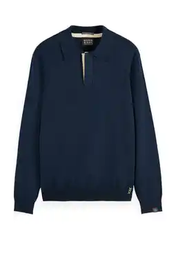 Wehkamp Scotch & Soda fijngebreide polo donkerblauw aanbieding