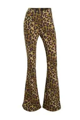 Wehkamp Colourful Rebel flared broek met panterprint bruin/zwart aanbieding