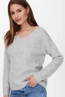 Wehkamp ONLY gebreide trui ONLCAMILLA grijs aanbieding