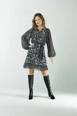 Wehkamp LabeL DOT jurk met all over print en ceintuur aanbieding