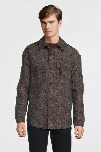 Wehkamp Scotch & Soda loose fit overshirt met wol en all over print navy aanbieding