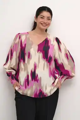 Wehkamp Kaffe Curve top KCalona met all over print roze/beige aanbieding