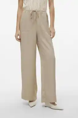 Wehkamp VERO MODA high waist wide leg broek VMMELANEY zand aanbieding
