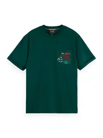 Wehkamp Scotch & Soda regular fit T-shirt met printopdruk dark green aanbieding