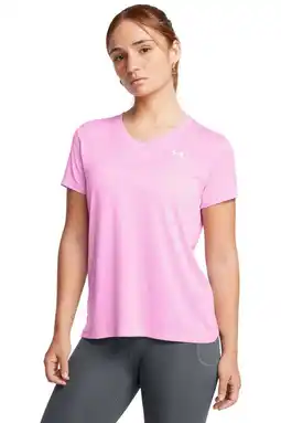 Wehkamp Under Armour sportshirt Tech Twist V-neck roze/wit aanbieding