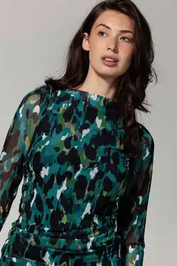 Wehkamp Tramontana mesh top met all over print petrol aanbieding