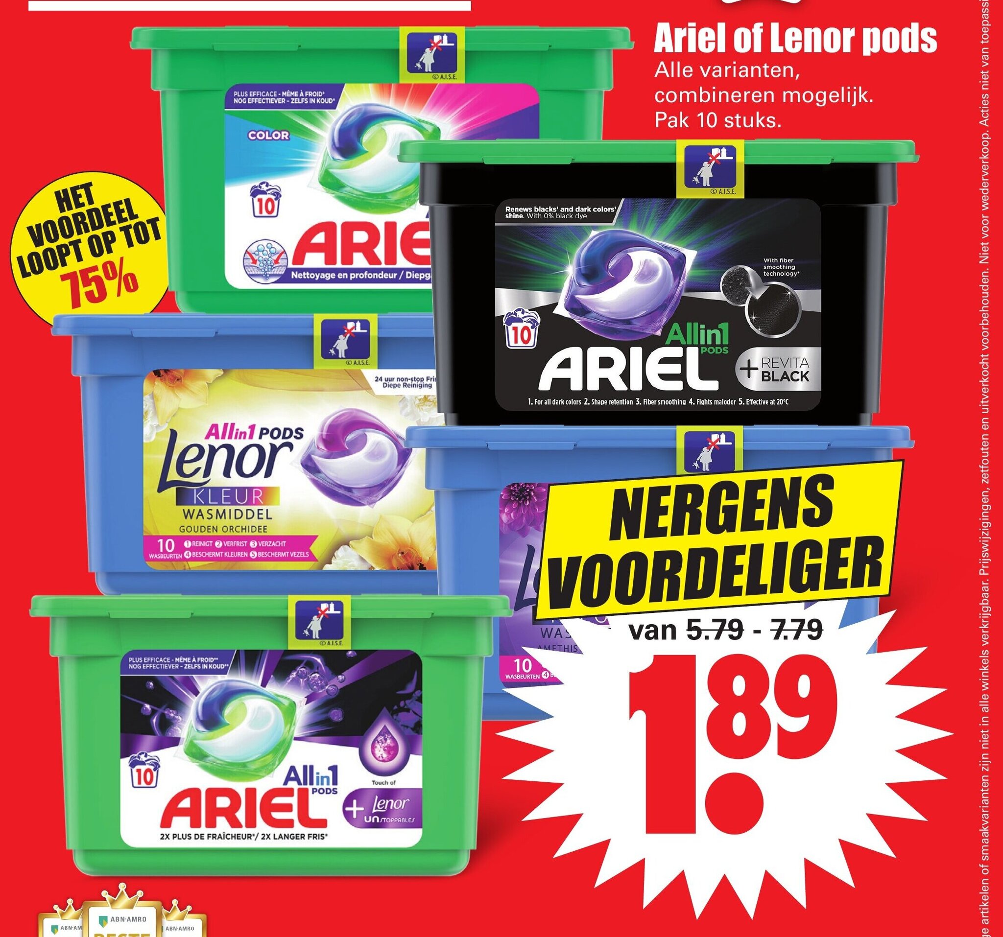 Ariel of Lenor pods 10st aanbieding bij Dirk